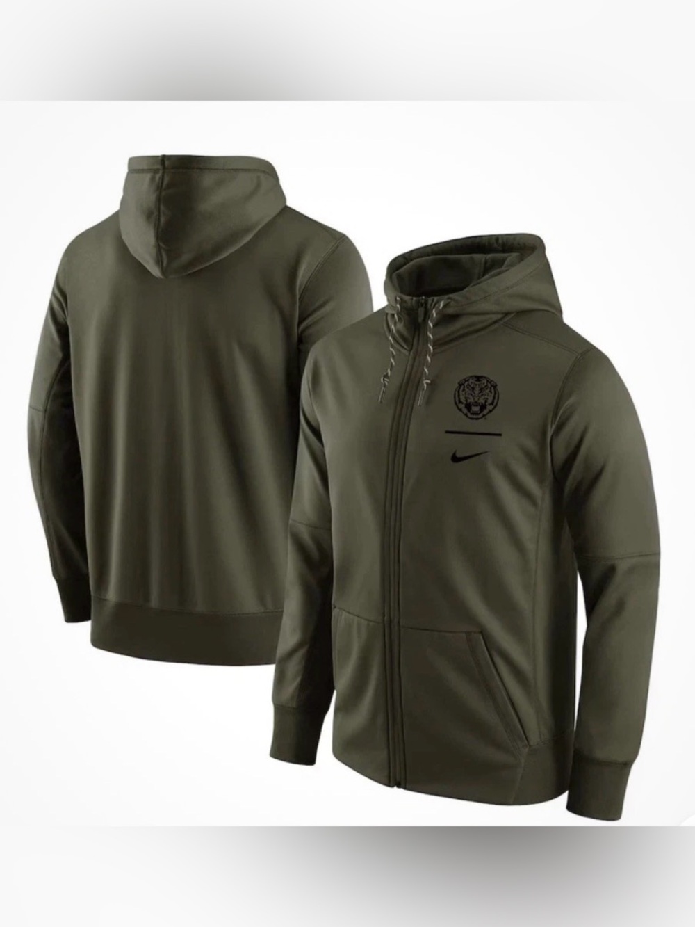 Nike Men’s Olive Green LSU Tigers 2XL Full Zip Up Hoodie